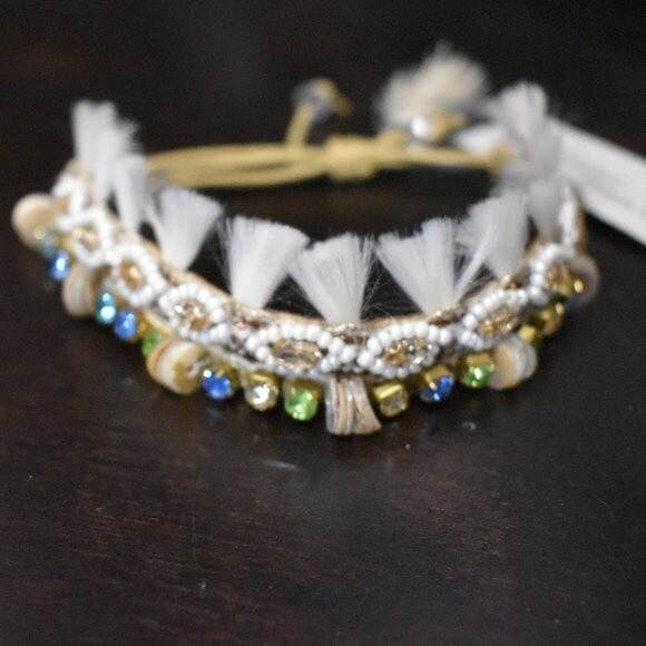 Deepa Gurnani Handmade Cotton Bracelet Boho Beaded India Ethnic Statement - Picture 14 of 15